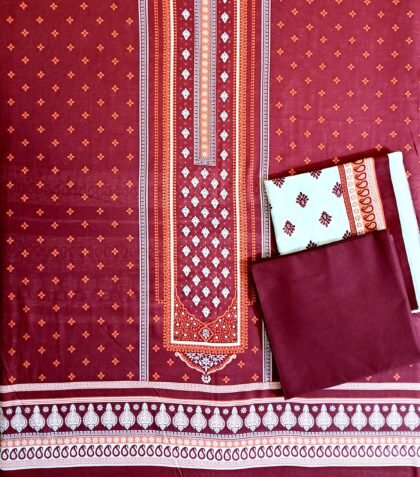 Safina Brand 3-Piece Lawn Suit – Unstitched – Color Guarantee