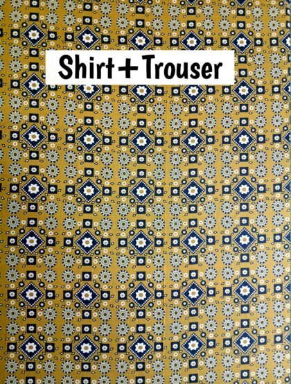 Kayseria – Magic in Print 2-Piece Lawn Suit – Mustard & Navy Geometric Print (Shirt + Trouser)